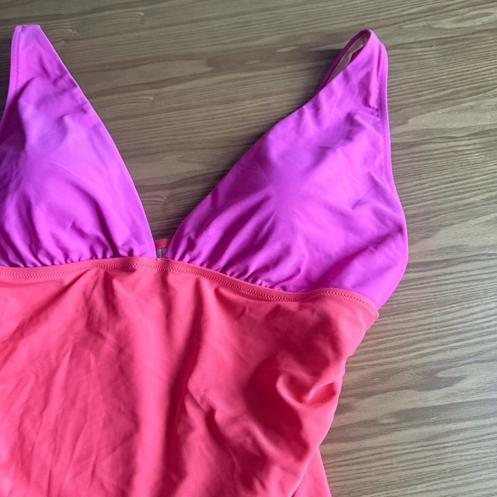 J. Crew Color Block Swimsuit Plus Size 2X‎ Pink